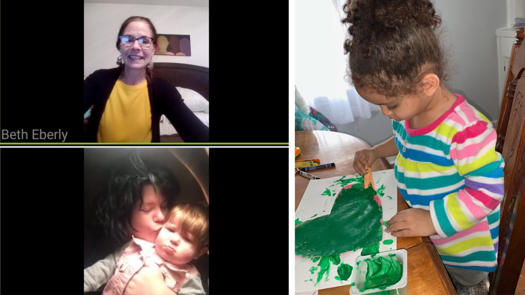 PAT-provider-doing-virtual-home-visit-and-child-finger-painting-photo-collage